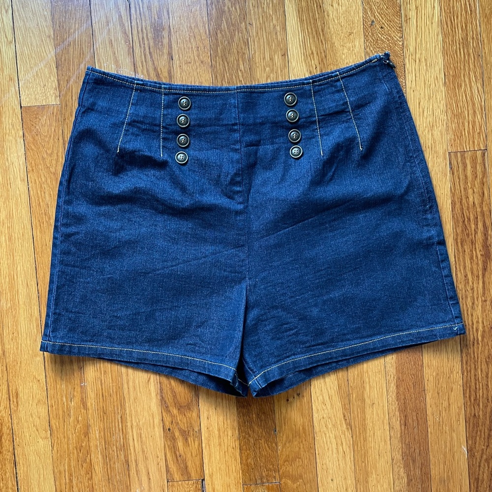Mod Cloth Retro Pinup Shorts ~ High Waisted Denim ~ Rockabilly